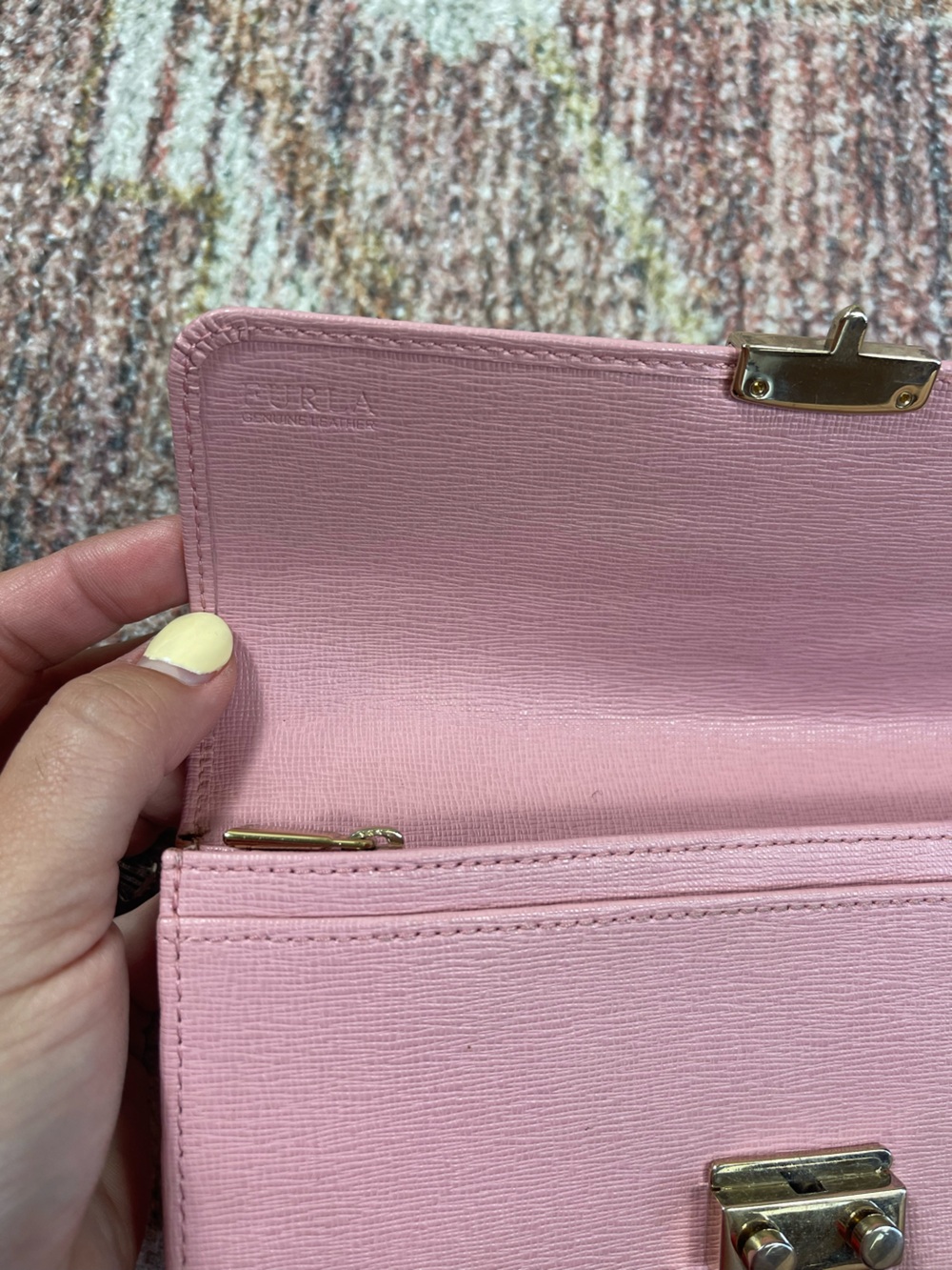 Furla Leather Envelope Snap Wallet Coin Purse Pink - Picture 3 of 6